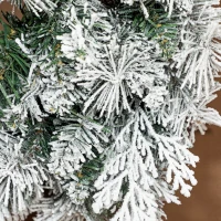 HOMCOM Tannenkranz Weihnachtskranz mit LED-Lichterkette, Tannenzapfen, Türkranz Grün+Weiß, Ø60 x 8 cm(m-9)