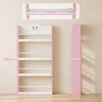 AIYAPLAY Children's bookshelf with 4 tiers, wall-mounted bookshelf for kids' room, playroom, living room, Pink(m-3)