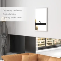 HOMCOM Wall-Mounted Bathroom Mirror, 70 x 50 cm Wall Mirror for Living Room, Bedroom, Hallway, White(m-4)