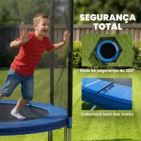 SPORTNOW Trampolim para Crianças Exterior Ø366 cm com Rede de Segurança Escada Acolchoamento de Molas Azul(m-5)