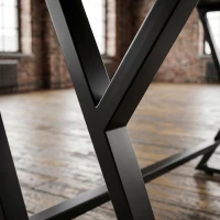 HOMCOM 120 cm Computertafel, Industrieel Bureau met Z-vormig Metalen Frame, Werktafel voor Kantoor, Used-Look Grijs(m-15)