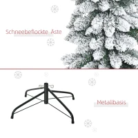 HOMCOM Künstlicher Weihnachtsbaum, schneebedeckt, schmales Design, feuerfest, 180 cm, Grün/Weiß(m-7)