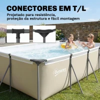 Outsunny Piscina Desmontável Tubular 394,5x208,3x80,5 cm 6075 L Retangular com Estrutura Metálica para 4-6 Pessoas Cinzento(m-6)