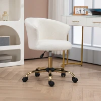 Vinsetto Schreibtischstuhl, höhenverstellbarer Bürostuhl mit Teddy-Fleece-Optik 58 x 56 x 68-76 cm Weiß(m-2)