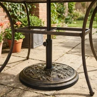 Outsunny 9kg Garden Parasol Base, Round Resin Cast Iron Effect Sun Umbrella Base, Outdoor Umbrella Stand for 38mm or 48mm Outdoor Umbrella Poles, Bronze Tone(m-2)