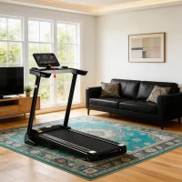 HOMCOM Motorised Folding Treadmill with 500W & LED Screen for Home, Black(m-11)