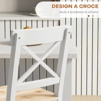 HOMCOM Set di 2 Sgabelli Bar, Sgabelli Cucina Alti con Schienale Alto, Poggiapiedi, in Legno di Pino, Naturale e Bianco(m-5)