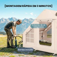 Outsunny Tenda Insuflável com Saída para Fogão e Claraboia Bomba Bolsa UPF30+ para 4 Estações Impermeável 5000+(m-5)