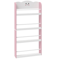 AIYAPLAY Estantería infantil para libros de 4 niveles, estantería montada en pared para habitación infantil, sala de juegos, salón, Rosa