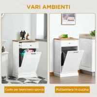 HOMCOM Credenza Cucina, Mobile Cucina con Supporto per Bidoni della Spazzatura da 38 Litri, Cassetto, Bianco(m-6)