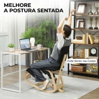HOMCOM Cadeira Ergonómica de Joelhos com Encosto Almofadas Acolchoadas Estrutura de Madeira Melhor Postura Escritório Preto(m-4)