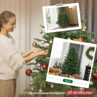 HOMCOM Künstlicher Weihnachtsbaum, realistisches Aussehen, klappbare Zweige, Holzsockel(m-7)