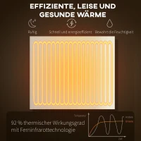 HOMCOM Elektrischer Heizer, Wandmontage, Infrarot-Heizung, energiesparend, Thermostat, Timer, Fernbedienung, Überhitzungsschutz(m-4)