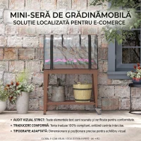 Outsunny Furcă de grădină înălțată cu mini seră pentru plante, roți și raft, 80x40x120cm, maro(m-8)
