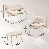 Outsunny Gartenmöbel Set 4-teilig Polyrattan Lounge-Set mit Zweisitzer 2 Sessel Tisch Tiefem Sitz Dicke Kissen(m-3)
