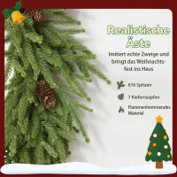 HOMCOM Weihnachtskranz mit Zapfen, Türkranz Künstlicher Weihnachtskranz für Tür Grün, Ø60 x 15 cm(m-5)