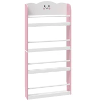AIYAPLAY Children's bookshelf with 4 tiers, wall-mounted bookshelf for kids' room, playroom, living room, Pink(m-1)