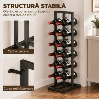 HOMCOM Suport din Metal, 12 Sticle, de Podea, Negru(m-5)