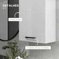 kleankin Móvel de Casa de Banho Suspenso com Prateleira Ajustável para Cozinha Lavandaria Quarto Branco Brilhante(m-6)