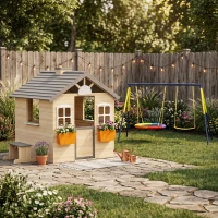 Outsunny Casa de Joaca din Lemn pentru Copii 3-7 ani(m-8)