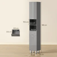 kleankin Badezimmerschrank, Badkommode, mit Regalen und Schublade, verstellbar, Grau(m-3)