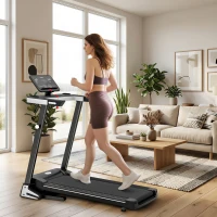 HOMCOM Motorised Folding Treadmill with 500W & LED Screen for Home, Black(m-2)