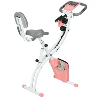 HOMCOM Heimtrainer 2-in-1 Fahrradtrainer mit LCD-Display Pulsmesser verstellbar Sitz Räder, klappbarer Hometrainer Trimmrad mit 8 stufig Magnetwiderstand, Spannseil, Stahl(m-11)