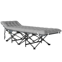 Outsunny Lit de camping pliable avec matelas, Lit de Camp Pliant, pochette latérale et sac intégré, 185 x 68 x 37 cm, gris clair