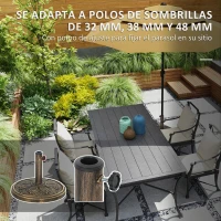 Outsunny Base para Sombrilla con Diseño Retro Flor De Loto Peso 12 kg para Jardín Patio Terraza Ø46x33 cm Color Bronce(m-4)