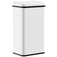 HOMCOM 50L Sensor Bin with Soft-Close Lid, Stainless Steel Automatic Touchless Motion Sensor Kitchen Bin, White(m-1)