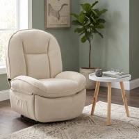 HOMCOM Fotoliu recliner, fotoliu rotativ cu funcție de balans și șezlong, șezut adânc, pernuță spate groasă, montaj ușor, crem(m-6)