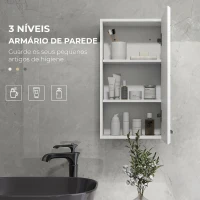 kleankin Móvel de Casa de Banho Suspenso com Prateleira Ajustável para Cozinha Lavandaria Quarto Branco Brilhante(m-4)