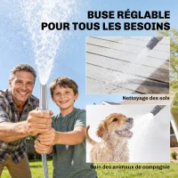 Outsunny Enrouleur Tuyau Arrosage Mural 30+2 m x Ø 15mm, Dévidoir de Tuyaux d'Eau Rétractable Automatique Pivotant à 180°, Gris(m-7)