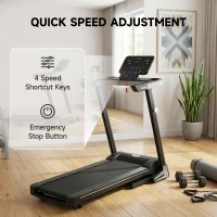 HOMCOM Motorised Folding Treadmill with 500W & LED Screen for Home, Black(m-7)
