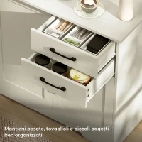 HOMCOM Mobile Cucina con 2 Cassetti e 3 Armadietti, Ripiani Regolabili, 120x38x79 cm, Crema(m-5)