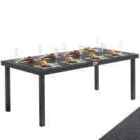 Outsunny Tavolo da Pranzo da Giardino per 8 Persone in Alluminio e Plastica, Nero(m-11)