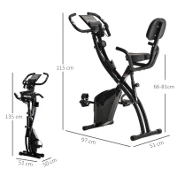 HOMCOM 2-in-1 Foldable Exercise Bike Recumbent Stationary Bike 8-Level Adjustable Magnetic Resistance with Pulse Sensor LCD Display(m-18)