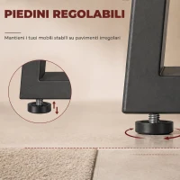 HOMCOM Set 2 Gambe per Tavolo Trapezoidali in Acciaio con 12 Fori e 12 Viti, Capacità 75 kg, per Panca, Tavolino, Nero(m-5)