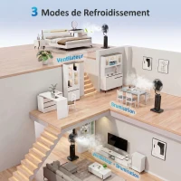 HOMCOM Ventilateur brumisateur 100 W à ionisation négative, ventilateur sur pied 130 cm, 3 vitesses, 3 modes, minuterie, noir(m-4)