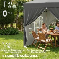 Outsunny Tonnelle de jardin 2,5 x 2,5 m pop up tonnelle pliante réglable en hauteur protection UV50+ montage facile gris foncé(m-6)