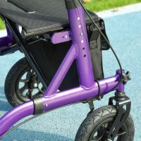 HOMCOM Folding Adjustable Rollator with Dual Brakes & 6 Adjustable Handle Heights for Seniors Purple(m-11)