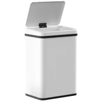 HOMCOM 40L Sensor Bin with Soft-Close Lid, Stainless Steel Automatic Touchless Motion Sensor Kitchen Bin, White(m-11)