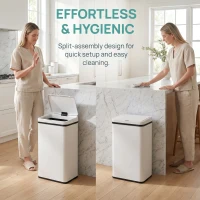 HOMCOM 40L Sensor Bin with Soft-Close Lid, Stainless Steel Automatic Touchless Motion Sensor Kitchen Bin, White(m-4)
