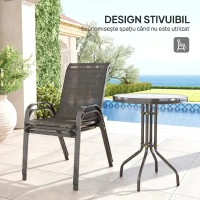 Outsunny Set de Grădină 3 Piese cu 2 Scaune de Grădină 54x71x93 cm și Măsuță Rotundă Ø60x71 cm din Oțel Negru(m-5)