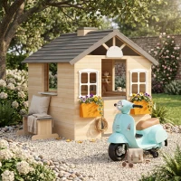 Outsunny Casa de Joaca din Lemn pentru Copii 3-7 ani(m-9)
