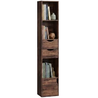 HOMCOM Bookcase with Drawers Adjustable Shelf Bookshelf with 2 Drawers and Cabinet 158 cm Rustic Brown(m-10)