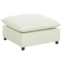 HOMCOM Fußhocker moderner Stoff-Ottomane mit Kunststoffbeinen für Wohnzimmer und Schlafzimmer, 75 cm, Cremeweiß