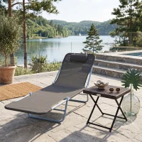 Outsunny sezlong reglabil, 182x56x28cm, culoare cafea(m-13)