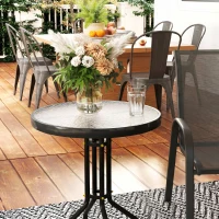 Outsunny Set de Grădină 3 Piese cu 2 Scaune de Grădină 54x71x93 cm și Măsuță Rotundă Ø60x71 cm din Oțel Negru(m-7)