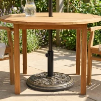 Outsunny 9kg Garden Parasol Base, Round Resin Cast Iron Effect Sun Umbrella Base, Outdoor Umbrella Stand for 38mm or 48mm Outdoor Umbrella Poles, Bronze Tone(m-8)